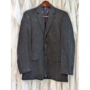 Black w/White Pin Stripes Linen 2 Button Notch Blazer 38L by Joe Joseph Abboud